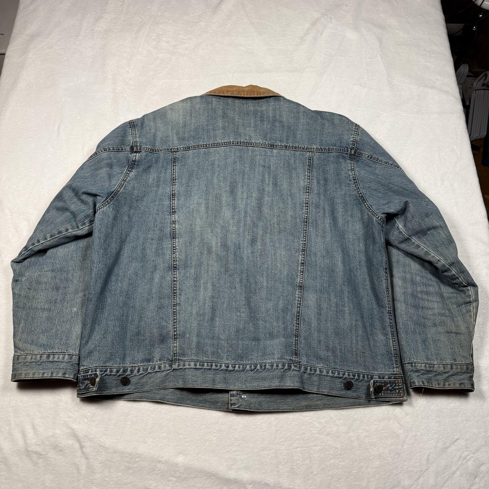 Wrangler Jacket Mens XL Blue Denim Corduroy Collar Lined Western Ranch Coat - Picture 8 of 13